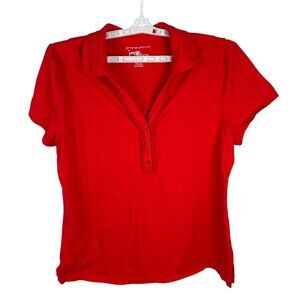 Just My Size Red Short Sleeve Polo Shirt Womens Plus IX (16W) 100% Cotton